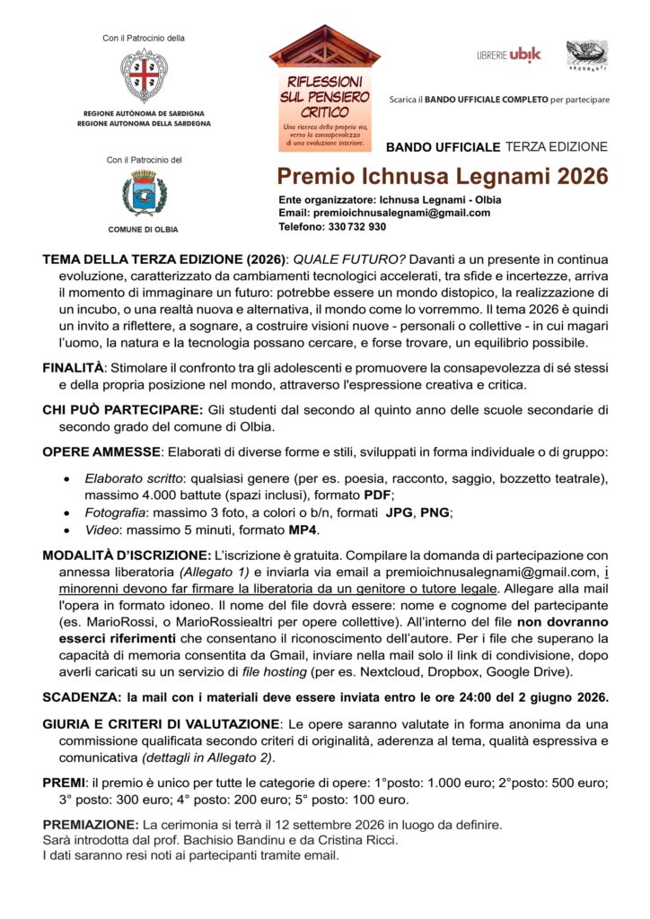 Premio Ichnusa Legnami 2026 - Bando